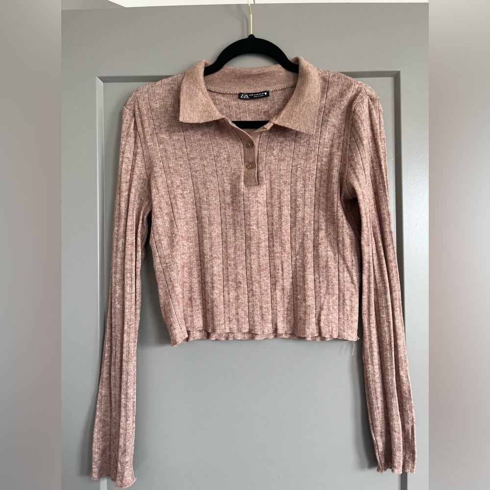 Zara Tan Button Top